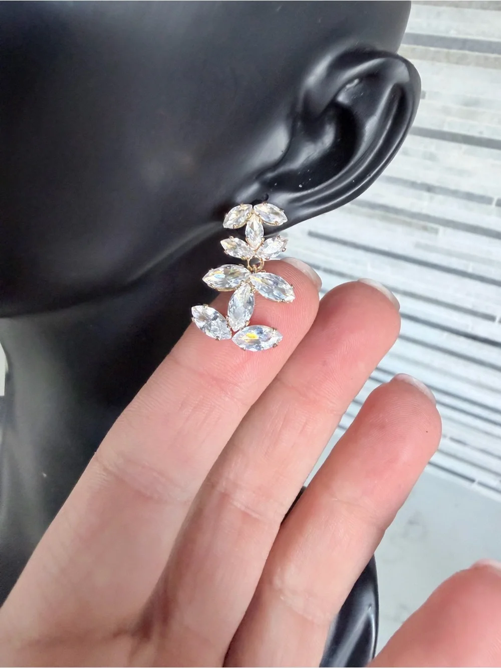 Chanel Gold Crystal Drop Earrings - Clear CZ Accent